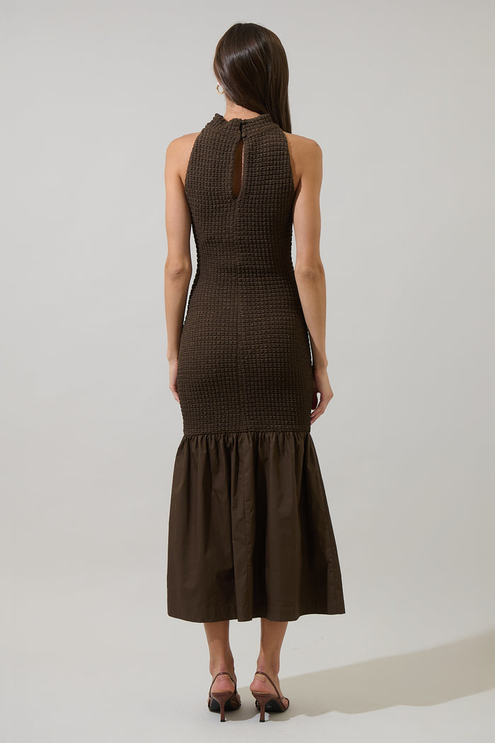 Yahaira Mix Media Midi Dress