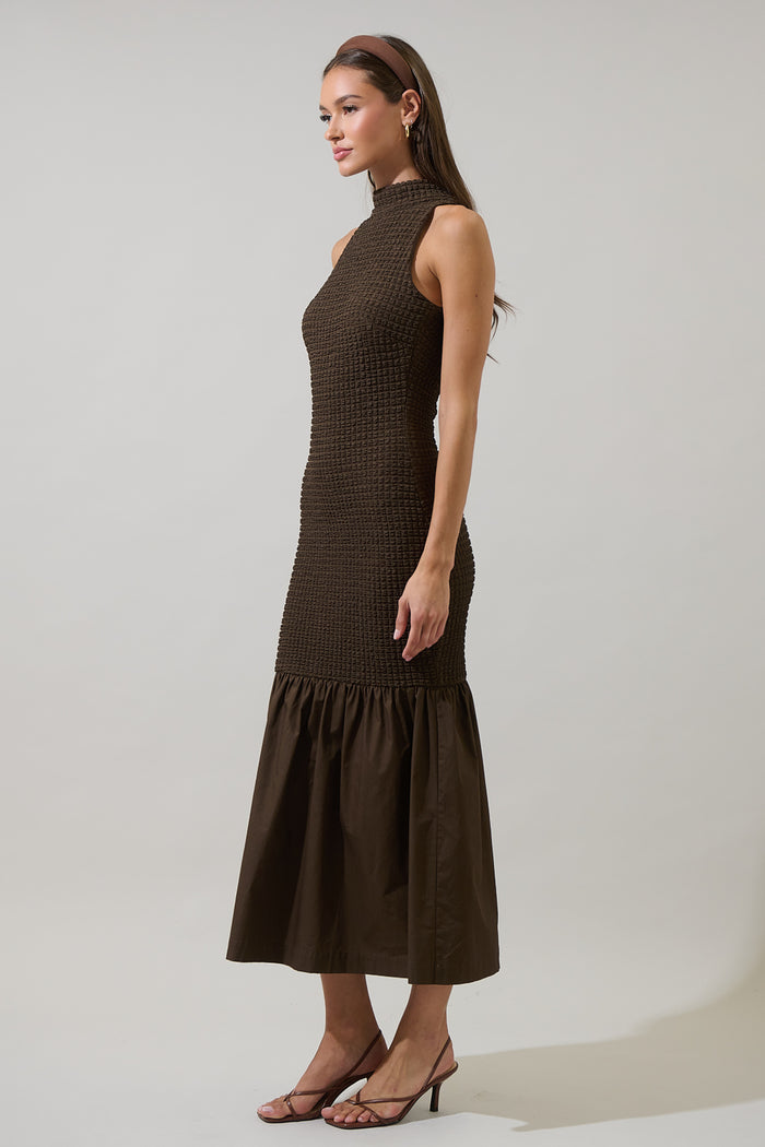 Yahaira Mix Media Midi Dress