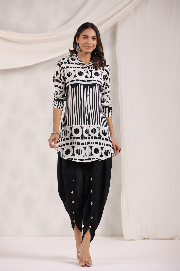 Yin Yang Silk Solid Tulip Dhoti Pants Russian Silk Co-ord Set