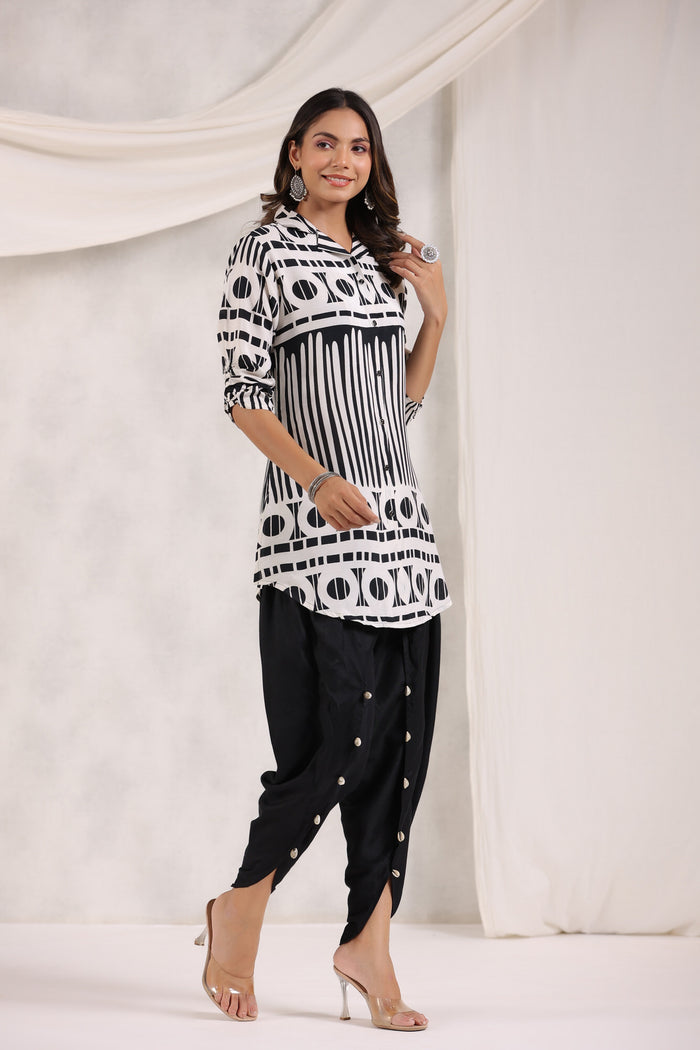 Yin Yang Silk Solid Tulip Dhoti Pants Russian Silk Co-ord Set
